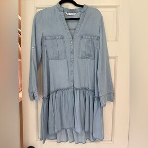 Light Blue Jean Button-Down Dress